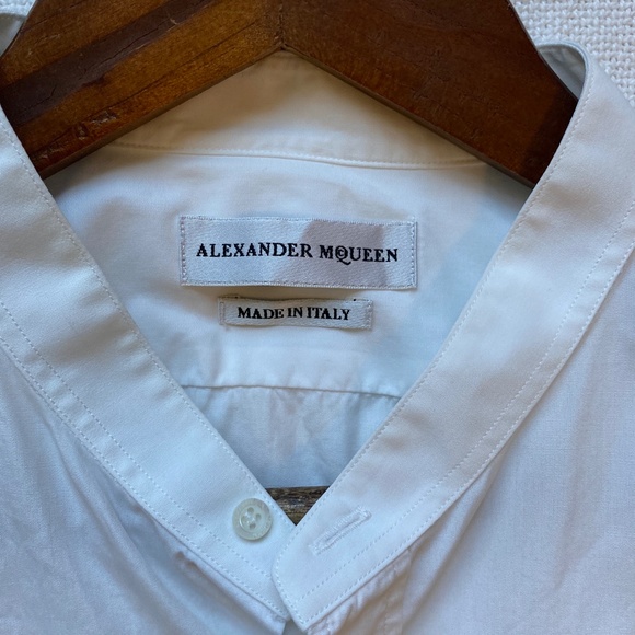 Alexander McQueen band collar button down shirt white Size 17+ Ultra Luxury - Picture 6 of 13
